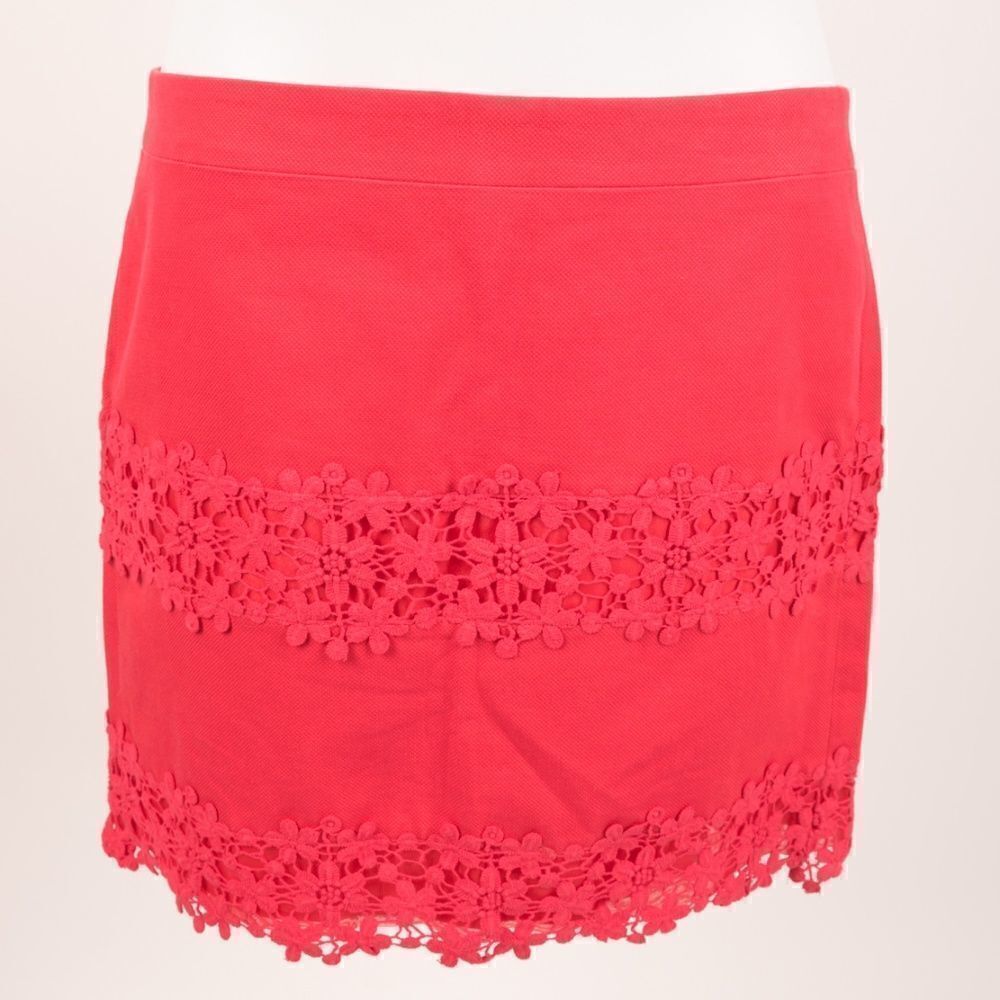 J. Crew Women's Lace Mini Skirt 6 Pink Scalloped